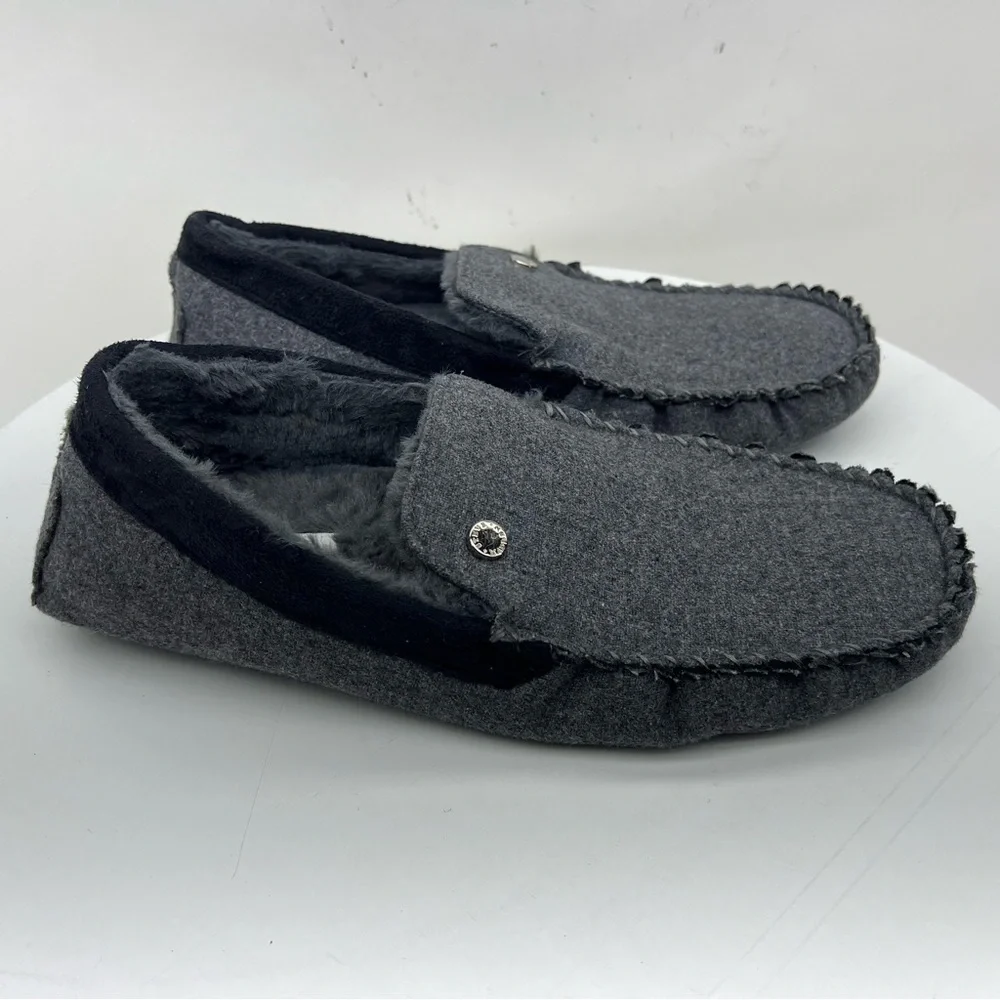 Steve Madden Loafers House Shoes Slippers Faux Fur Slip On Grey Lounge Comfy 10